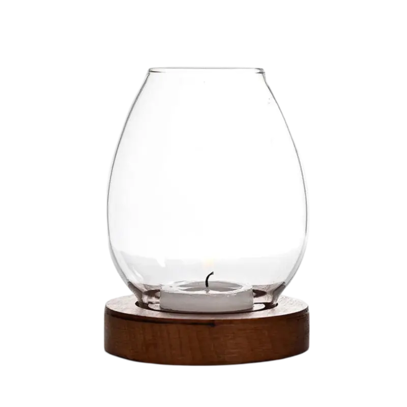 Oval-Shaped Glass Candle Holder – Modern Tabletop Accent Light Base 1
