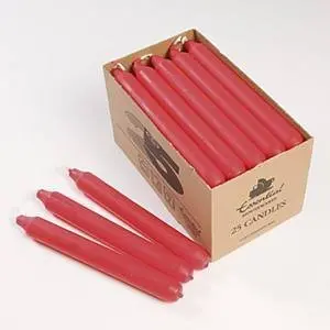 Pack Of 25 Red Taper Candles In Elegant Window Display Box 1
