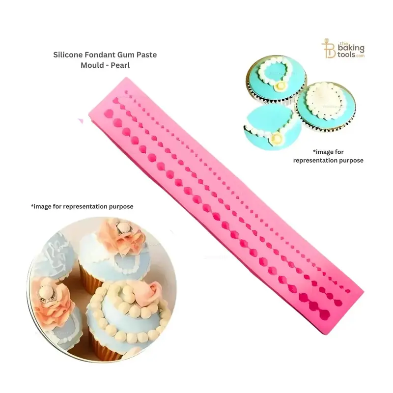 Pearl Bead String Chain Border Silicone Fondant Mold 1
