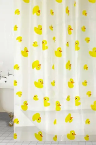 Peva Duck-Themed Shower Curtain With Matching Rings – Lightweight & Mildew Resistant 1