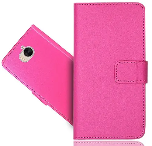 Pink Pu Leather Wallet Case With Stand & Card Slots For Huawei Y6 (2017) 1