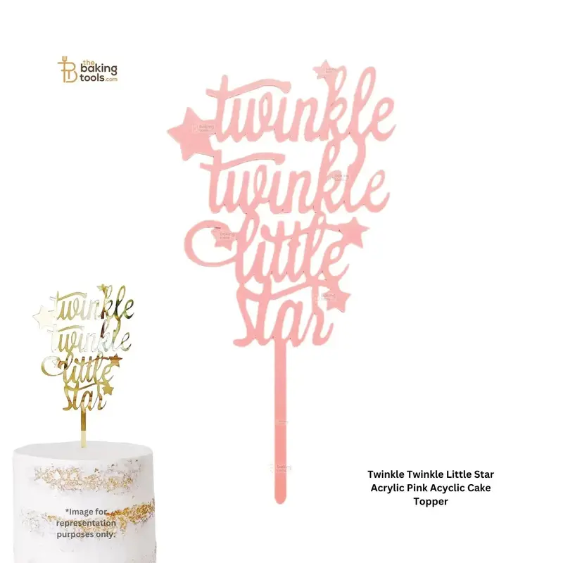 Pink Twinkle Twinkle Little Star Acrylic Cake Topper – 7-Inch Decorative Dessert Accent 1