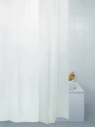 Plain White Fabric Shower Curtain – 180 × 220 Cm Extra-Long Design For Hallways 1