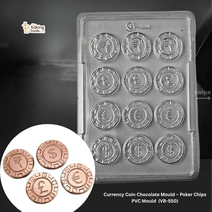 Poker Chip & Currency Coin Chocolate Mold – Realistic Pvc Texture (Vb-550) 1