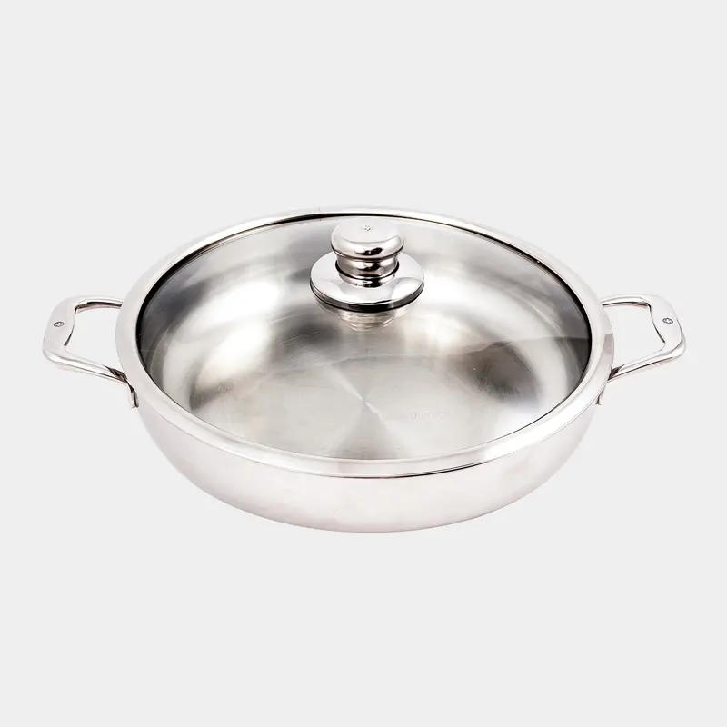 Premium Clad 5.3-Quart Stainless Chef’S Pan With Tempered Glass Lid 1