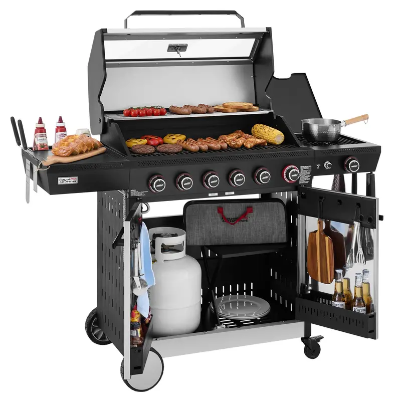 Professional-Grade 6-Burner Gas Grill With Dedicated Side Burner — 691 Sq. In., 72,000 Btu 1