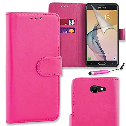 Pu Leather Flip Wallet Case For Samsung Galaxy A3 (2017) – Includes Screen Protector, Polishing Cloth & Pink Mini Stylus 1