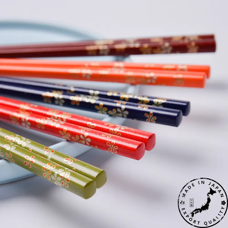 Rainbow Sakura Wooden Chopsticks – Artisan-Crafted Japanese Set Of 5 1