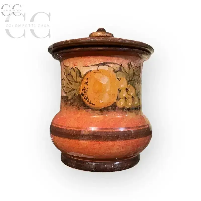 Red Gubbio Ceramic Storage Jar – Handcrafted Italian Pottery By Caff 1