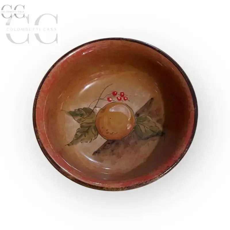 Red Peach Motif Ceramic Cup – Gubbio Hand-Painted By Caff 1