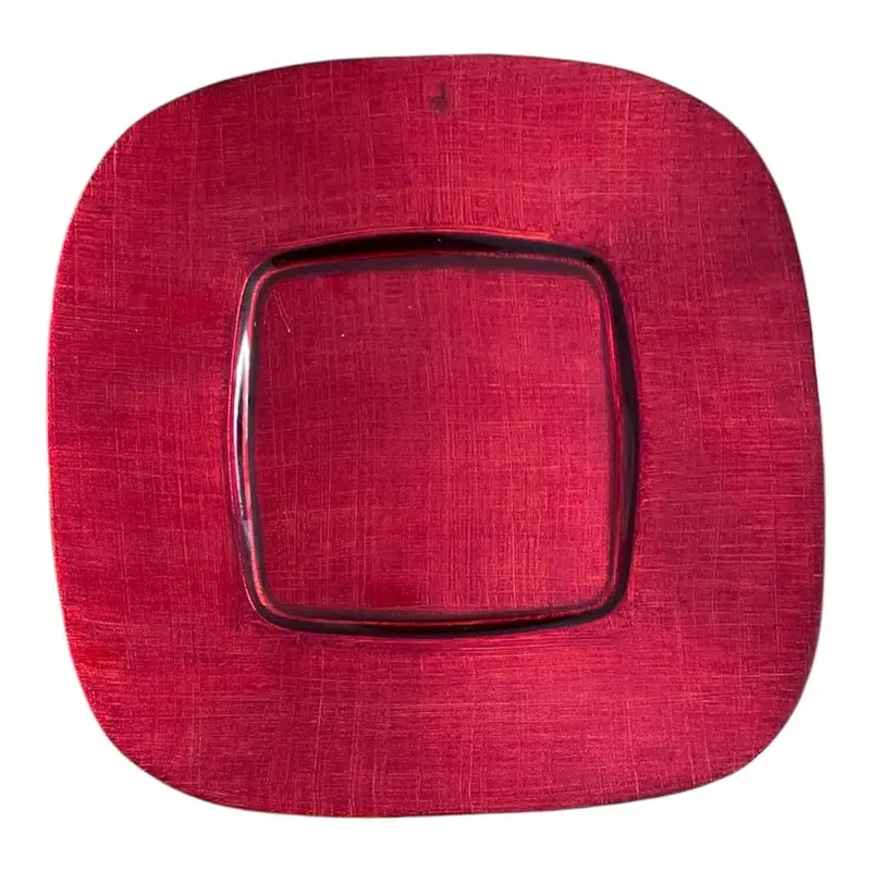 Richard Ginori Laveno Square Red Glass Plate 1