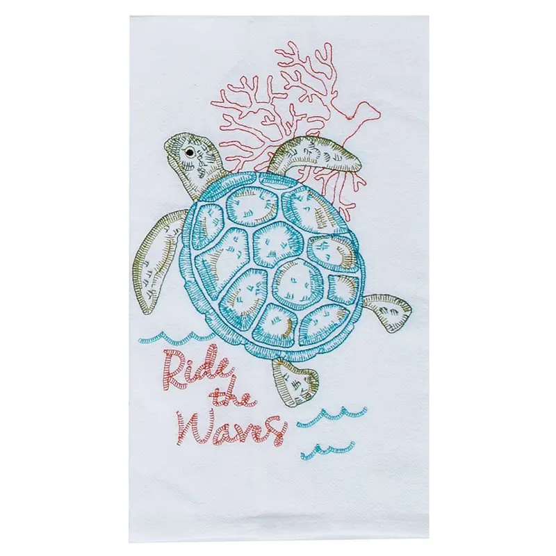 Ride The Waves Turtle-Themed Cotton Kitchen Towel 1