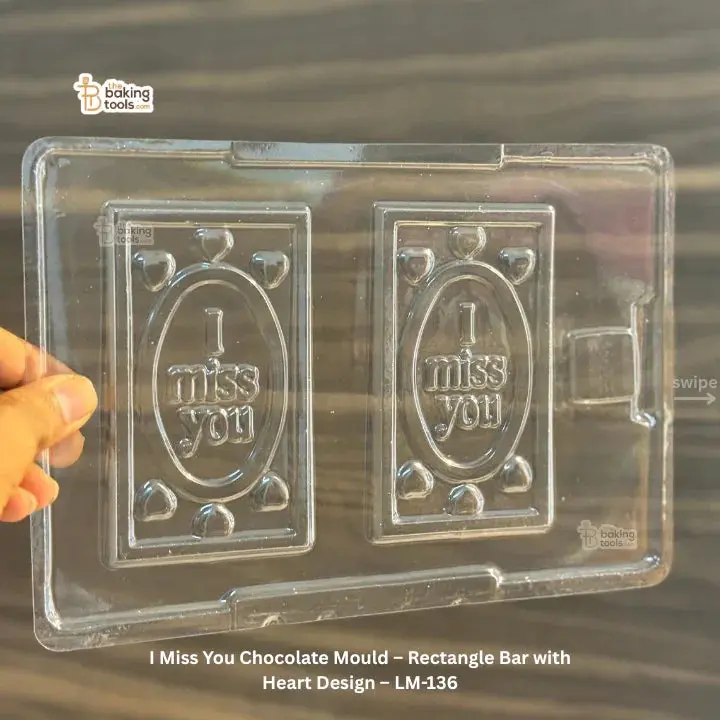 Romantic 'I Miss You' Chocolate Bar Mold – Rectangle With Heart Embossing (Lm-136) 1