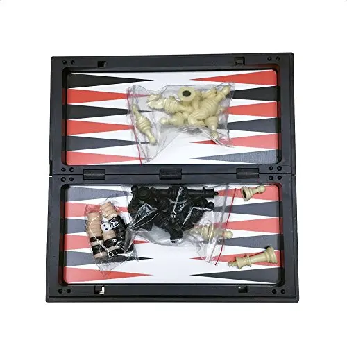 Runnow 3-In-1 Folding Magnetic Board Game Set: Chess, Checkers & Backgammon 1