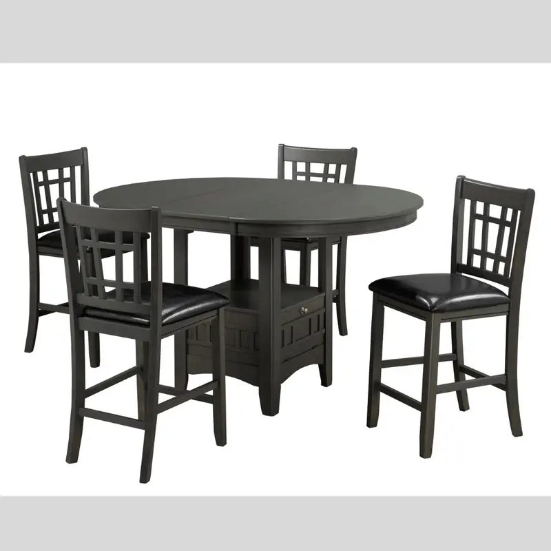 Rustic Wooden 7-Piece Grey Dining Set 1
