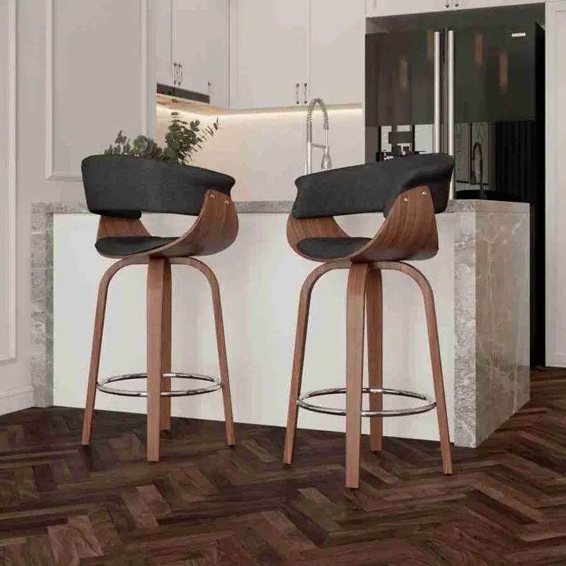 Rustic Wooden Counter Height Stool With Footrest 1