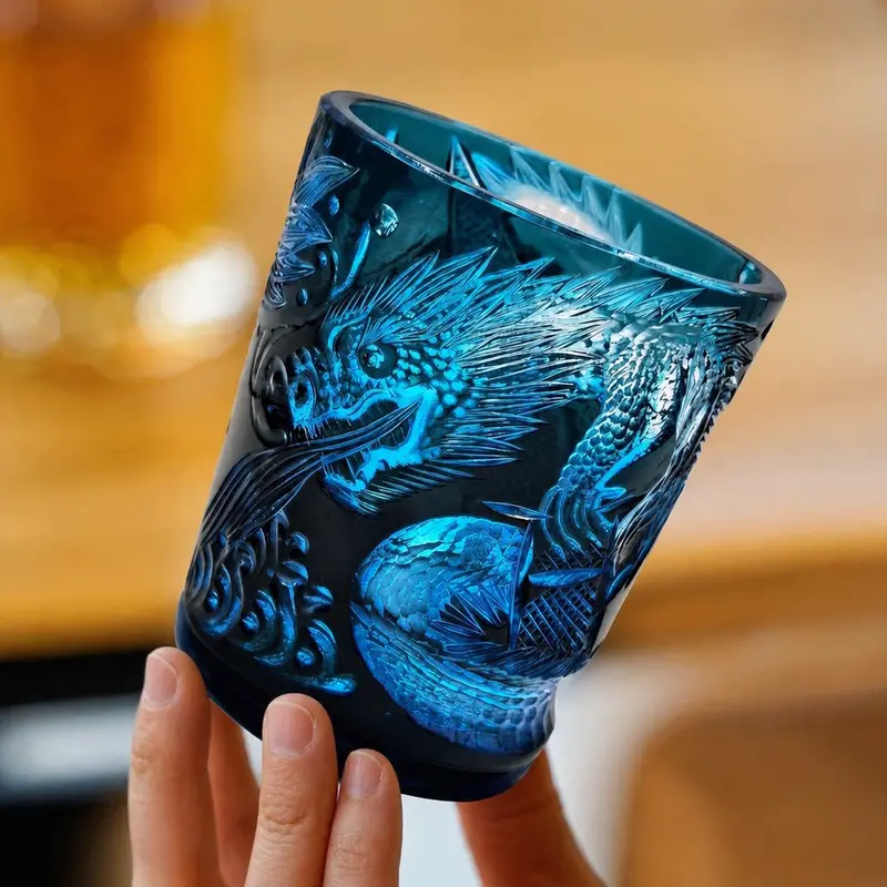 Ryujin Asanoha Edo Kiriko Whisky Tumbler In Wooden Gift Box 1