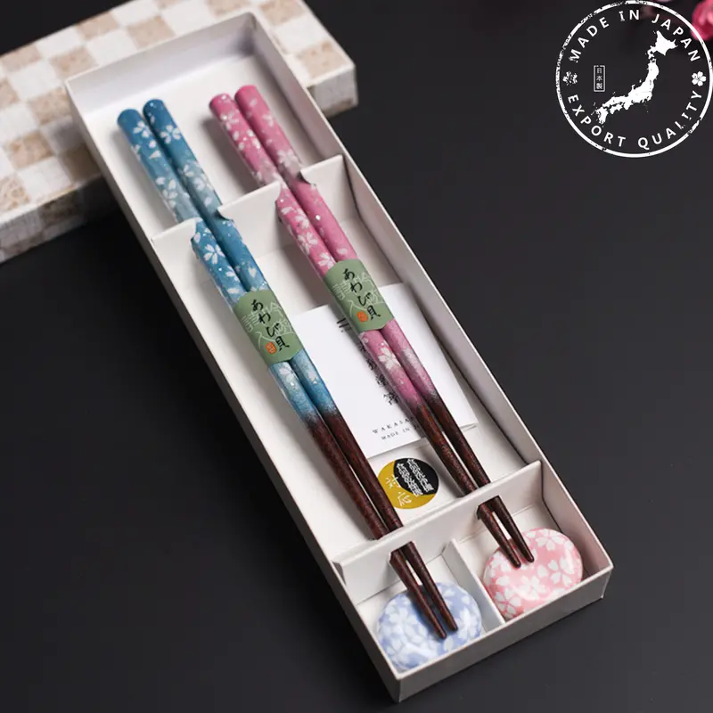 Sakura-Themed Wedding Chopsticks – Handmade Japanese Wooden Gift Set 1