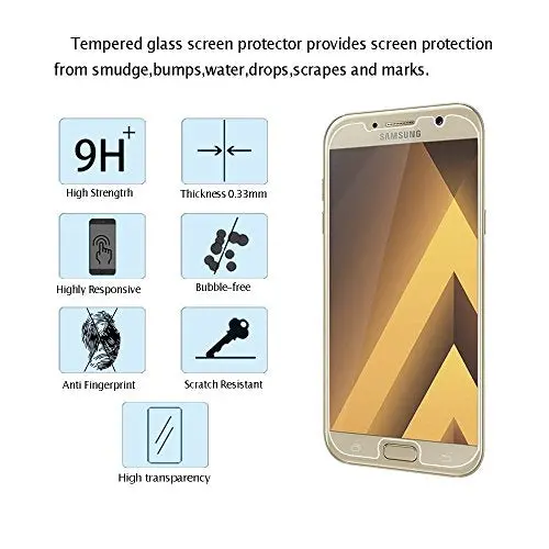 Samsung Galaxy A3 (2017) Tempered Glass Screen Protector – 2-Pack Transparent Shield 1