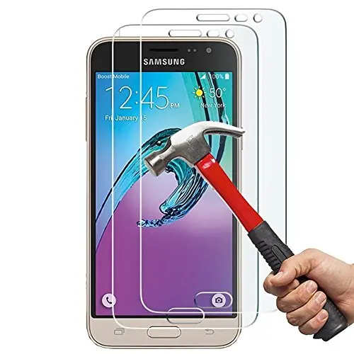 Samsung Galaxy J3 (2016) Tempered Glass Screen Protector – 2-Pack Clear Invisible Shield 1