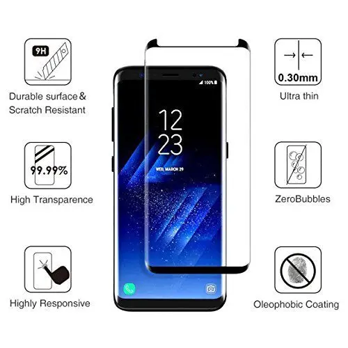 Samsung Galaxy S8+ Tempered Glass Screen Protector – Pack Of 3, Precision-Cut Anti-Fingerprint Film 1