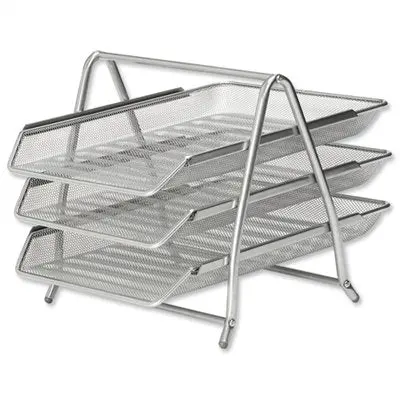 Scratch-Resistant 3-Tier Mesh Letter Tray – Stackable, Front-Loading Portrait Design 1