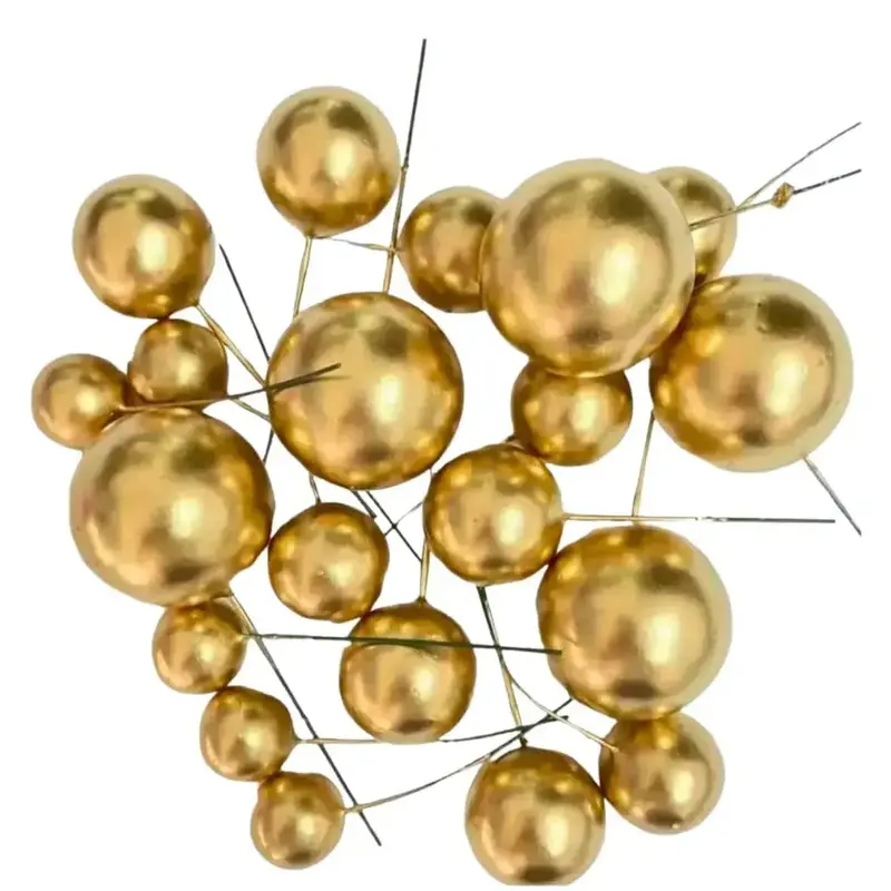 Set Of 20 Gold-Finish Faux Pearl Cake Toppers 1