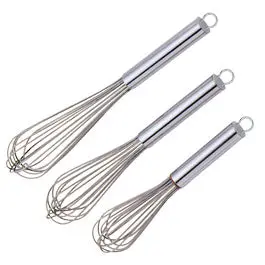 Set Of 3 Stainless Steel Whisks – Balloon, French & Flat Designs 1