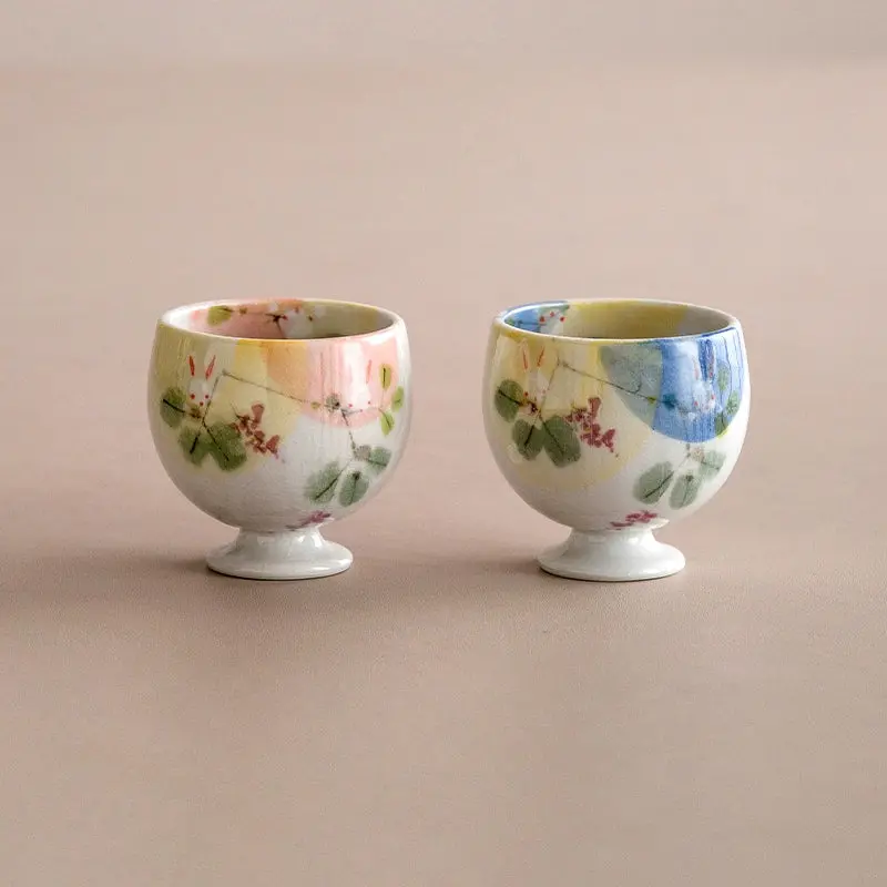 Seto Ware Rabbit-Themed Sake Cups For Couples – Yama No Hana Series 1