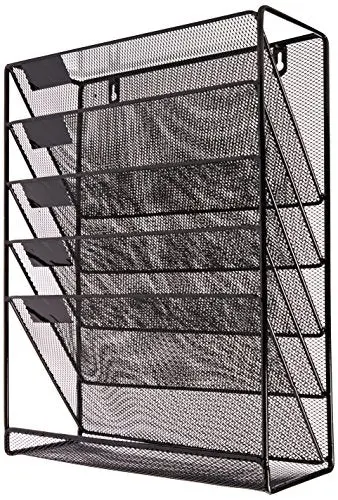 Shine Black Mesh Wall-Mounted Magazine & Document Holder – Home Or Office Organizer 1