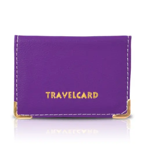 Shukan Fashions Purple Leather Travel Card Holder – Oyster-Style Bus & Rail Pass Wallet 1