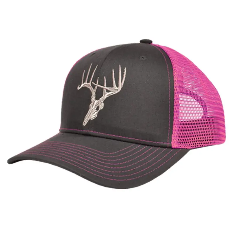 Skullz Outdoors Embroidered Cap – Charcoal/Pink Mesh Back 1