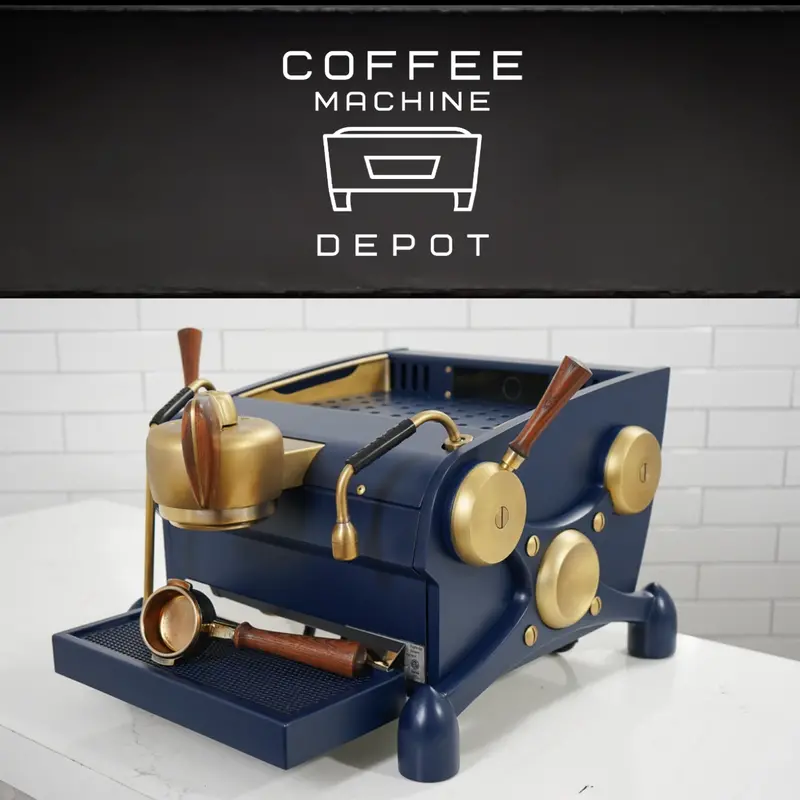 Slayer Espresso Single Group Machine – Fully Custom Navy, Brass, And Solid Wood Build 1