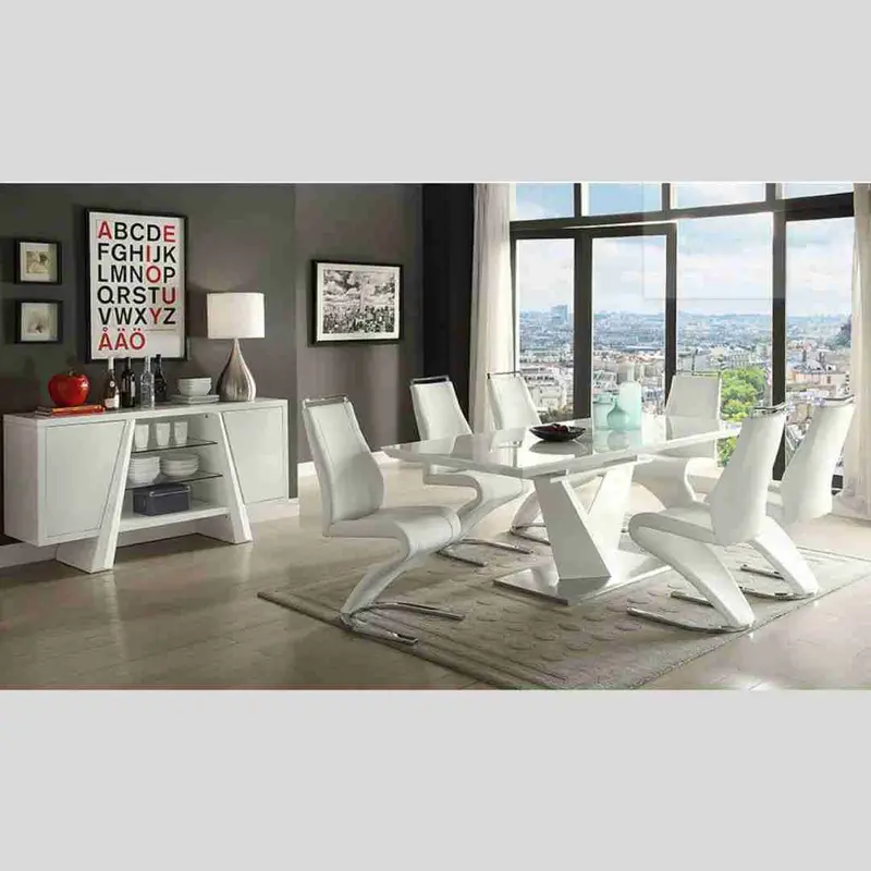 Sleek Modern 7-Piece White Dining Room Set 1