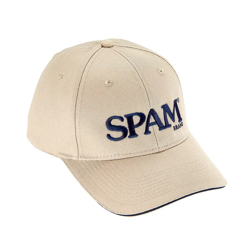 Spam Brand Khaki Baseball Cap With Embroidered Logo 1