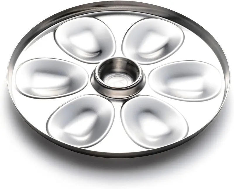 Stainless Steel Oyster Serving Tray With Condiment Dish – Outset Seafood Kit 1