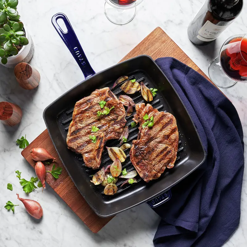 Staub 12-Inch Square Cast Iron Grill Pan – 8 Distinctive Enamel Colors 1