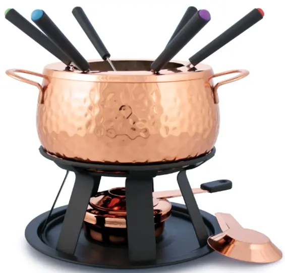 Swissmar Biel Copper-Finished Cast Iron Meat Fondue Set 1