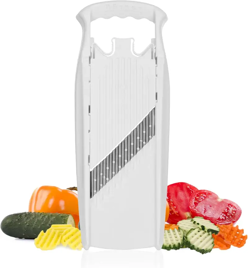 Swissmar Borner Powerline Wave Mandoline – White Waffle-Cut Slicer With Safety Guard 1