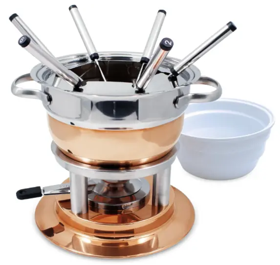 Swissmar Lausanne Copper 3-In-1 Fondue Set – Pot, Forks & Stand 1