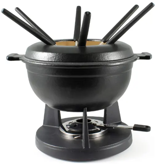 Swissmar Lucerne Cast Iron Meat And Cheese Fondue Set – Matte Black 1