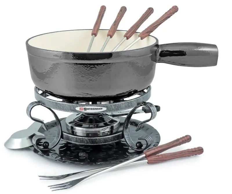 Swissmar Lugano Metallic Black Cheese Fondue Set 1