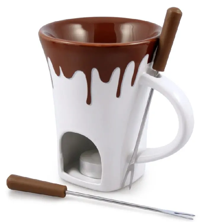 Swissmar Nostalgia Chocolate Fondue Mug Set – 4 Ceramic Mugs With Stands 1