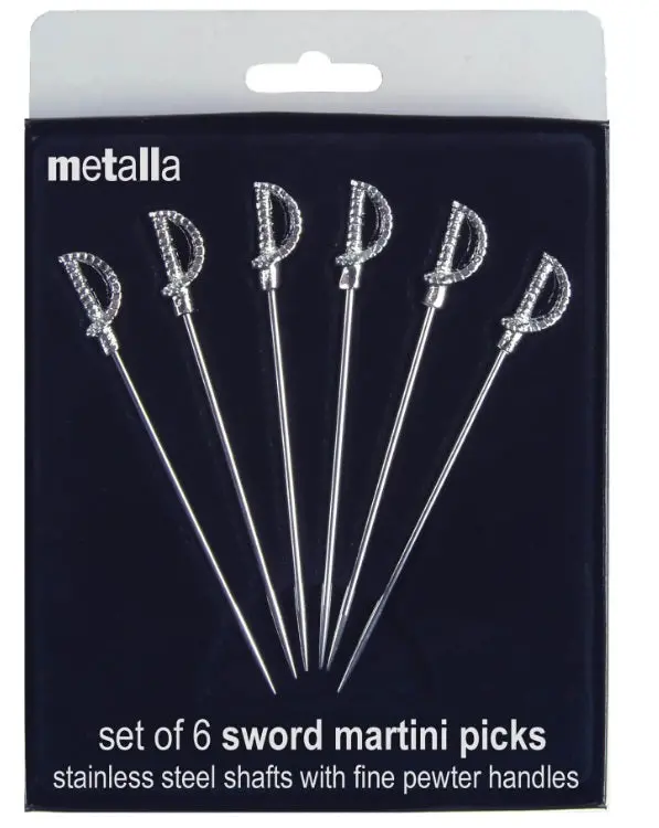 Sword-Style Stainless Steel Martini Picks – Set Of Six 1