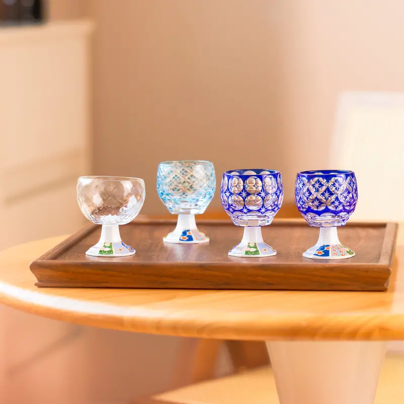 Takadaka Komon Edo Kiriko Goblets – Elevated Fine-Motif Cut Glass Collection 1