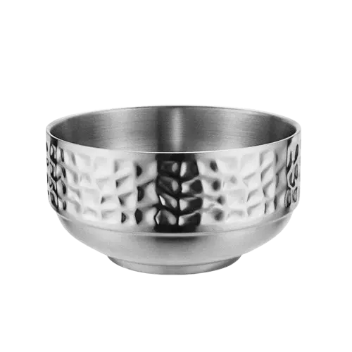 Textured Silver Stainless Steel Serving Dish 1