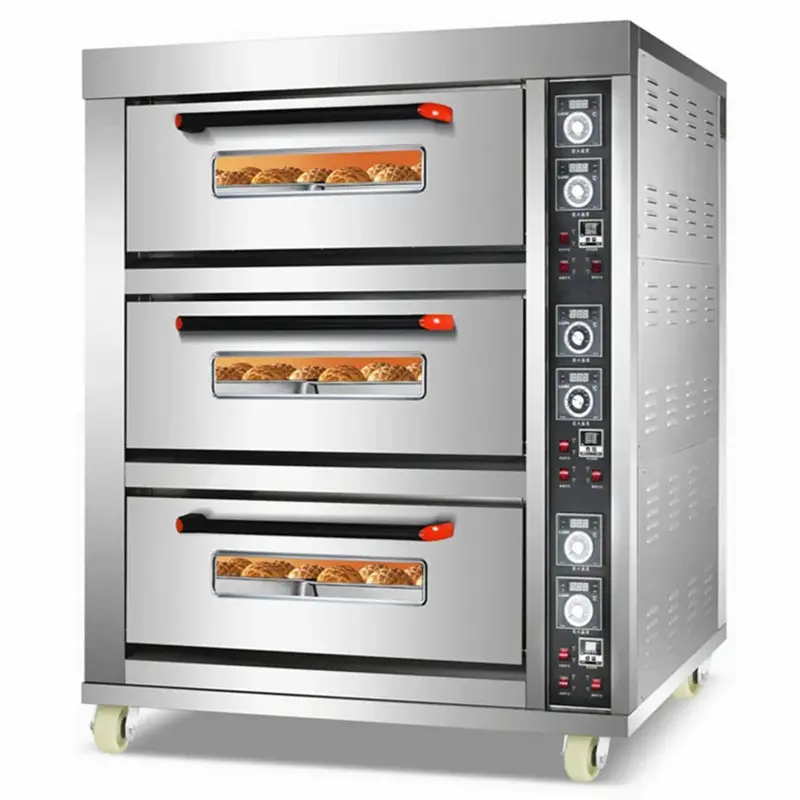 Three-Tier Electric Deck Oven – 6-Tray High-Capacity Baking Oven For Bakeries And Food Service 1