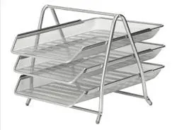 Three-Tier Scratch-Resistant Mesh Letter Tray – Front-Loading Portrait Foolscap Organizer In Silver 1