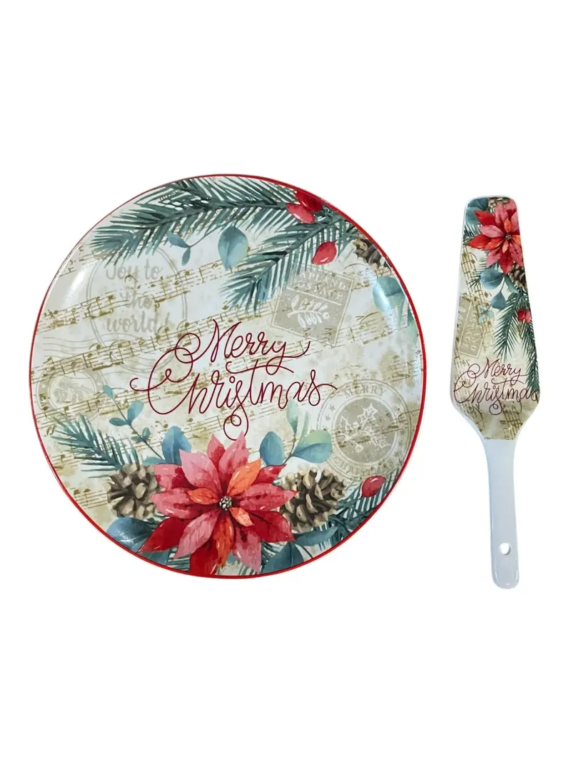 Tognana Porcelain Christmas Plate With Serving Spatula 1