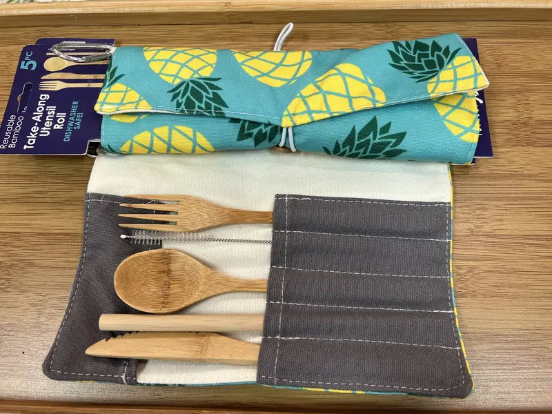 Totally Bamboo Pineapple-Themed 5-Piece Bamboo Utensil Travel Kit 1